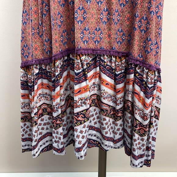 Mossimo Supply Co Boho Spaghetti Strap Paisley Floral Crochet Trim Dress XL - Picture 3 of 16